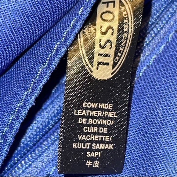 FOSSIL Riley Crossbody Shoulder Bag Purse Vivid Blue Leather 2 Latch Pockets - Picture 12 of 16